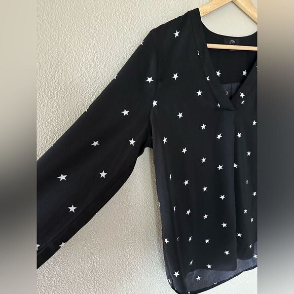 J Crew Stars Black and White V Neck Blouse Size S - Picture 3 of 6